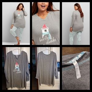 Cacique 26/28 long sleeve v neck sleep tee